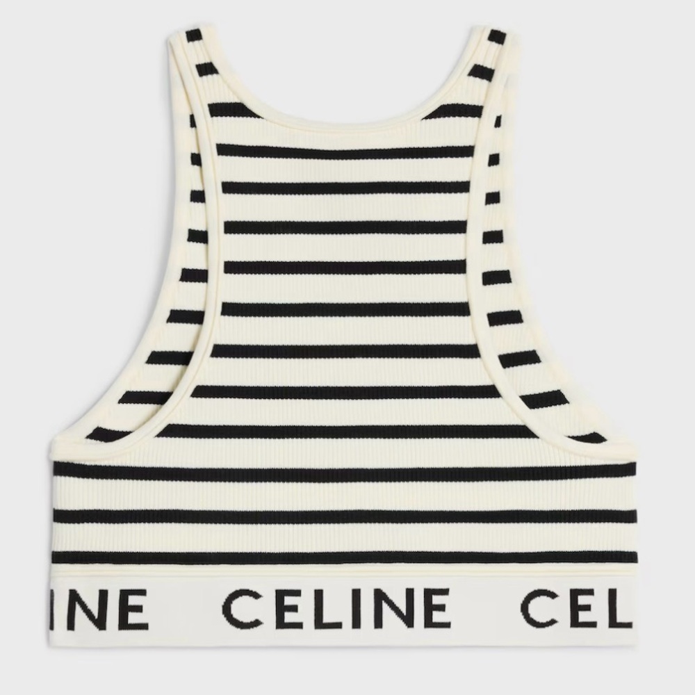 CELINE logo striped sports bra cropped tank top - Picture 2 of 4